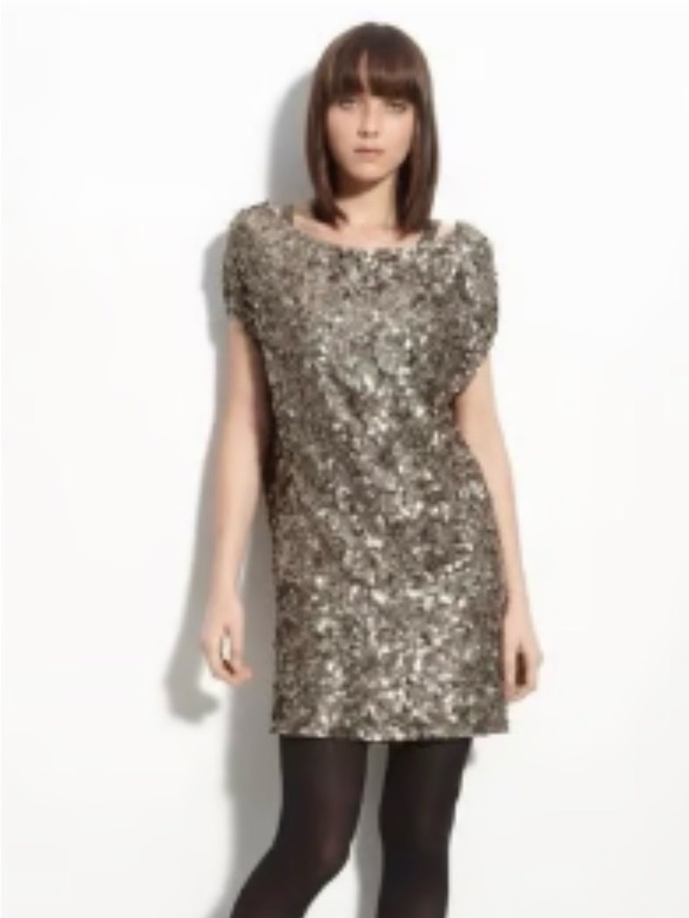 Vince Metallic Gold Sequin Mini Dress